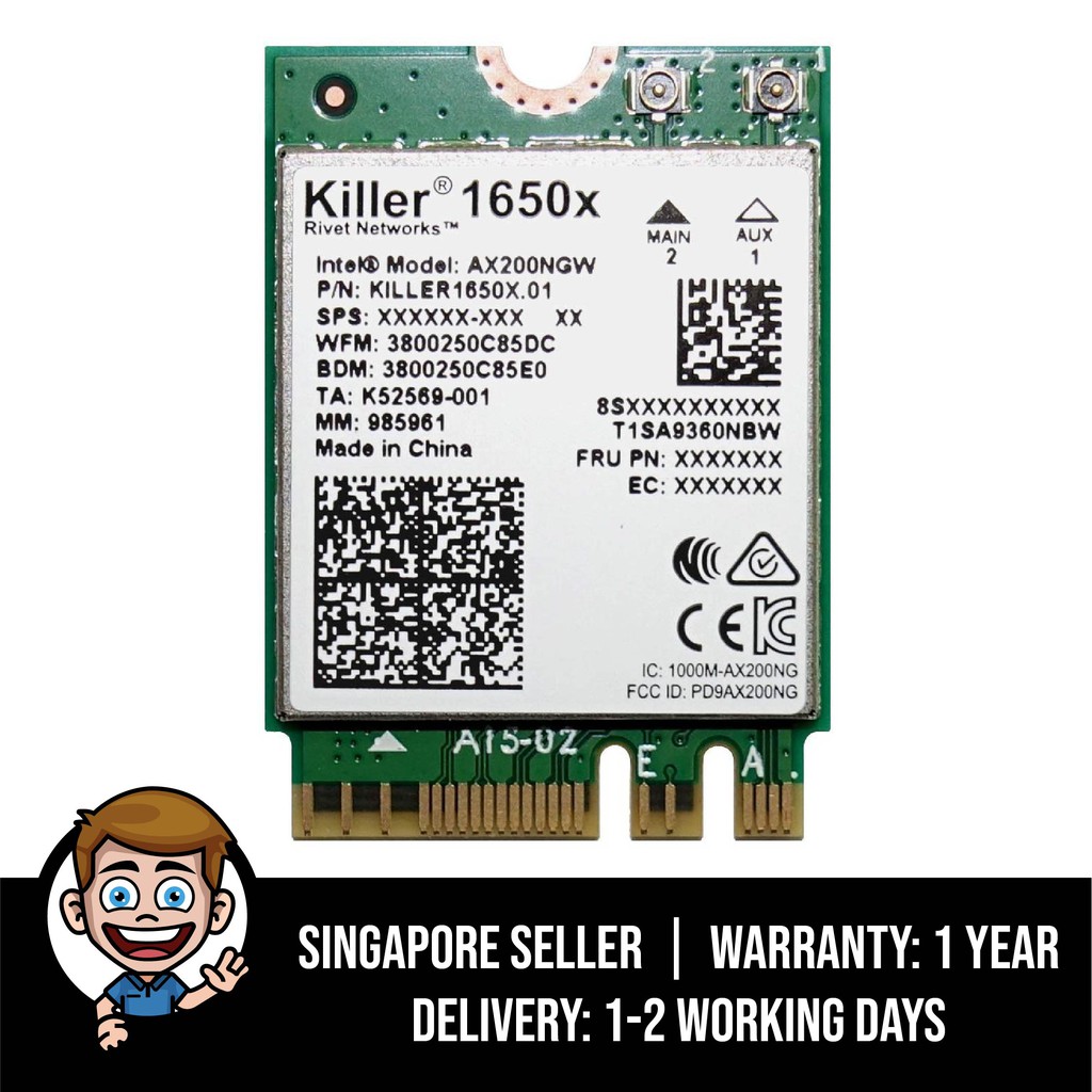 Killer Wi-Fi 6 AX1650 Module – Dual Band, 2x2 Wi-Fi 6/11AX, Bluetooth 5.0, M.2/NGFF (Gig+)