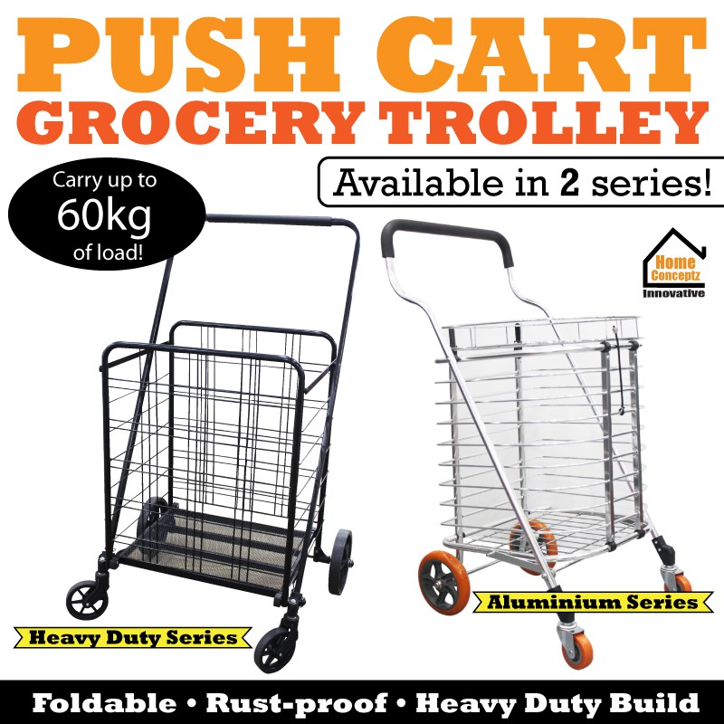 Heavy Duty Black Shopping Trolley & Foldable Aluminium Trolley [SMALL