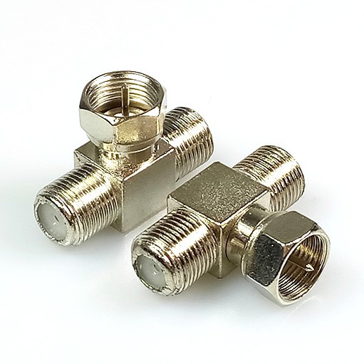 F Type RG6 Coaxial TV Adapter Splitter F Male to Dual Female for ...