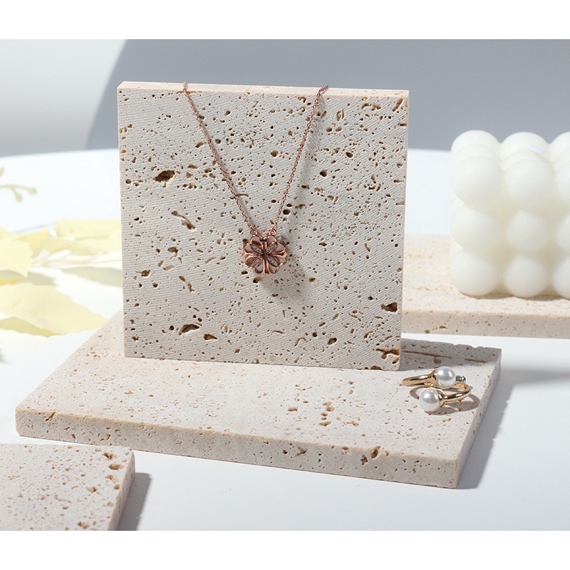 Natural Stone Slate|White Plaster Photo Props Background Ornaments Jewelry Cosmetics Storage Tray Photography Decoration