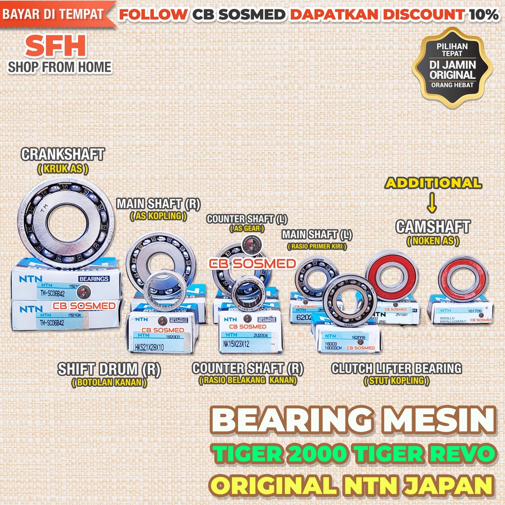 MESIN Needle Bearing Bearing Roces Roches Tiger Engine Full Set Crutch ...