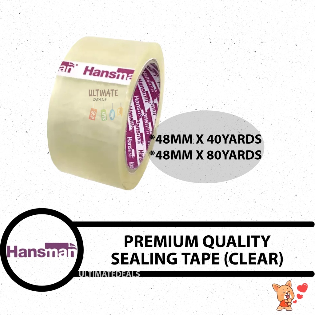 Hansman Premium 48mm Quality Tape (Clear/Transparent) - Heavy Duty ...