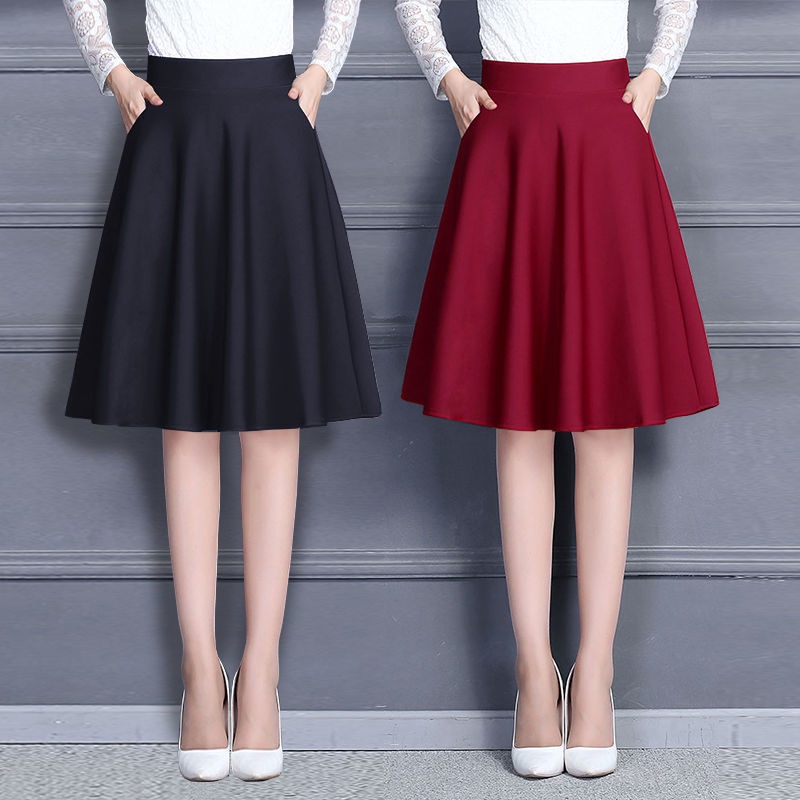 Skirts Women's Spring New Midi Aline Skirt High Waist Large Size