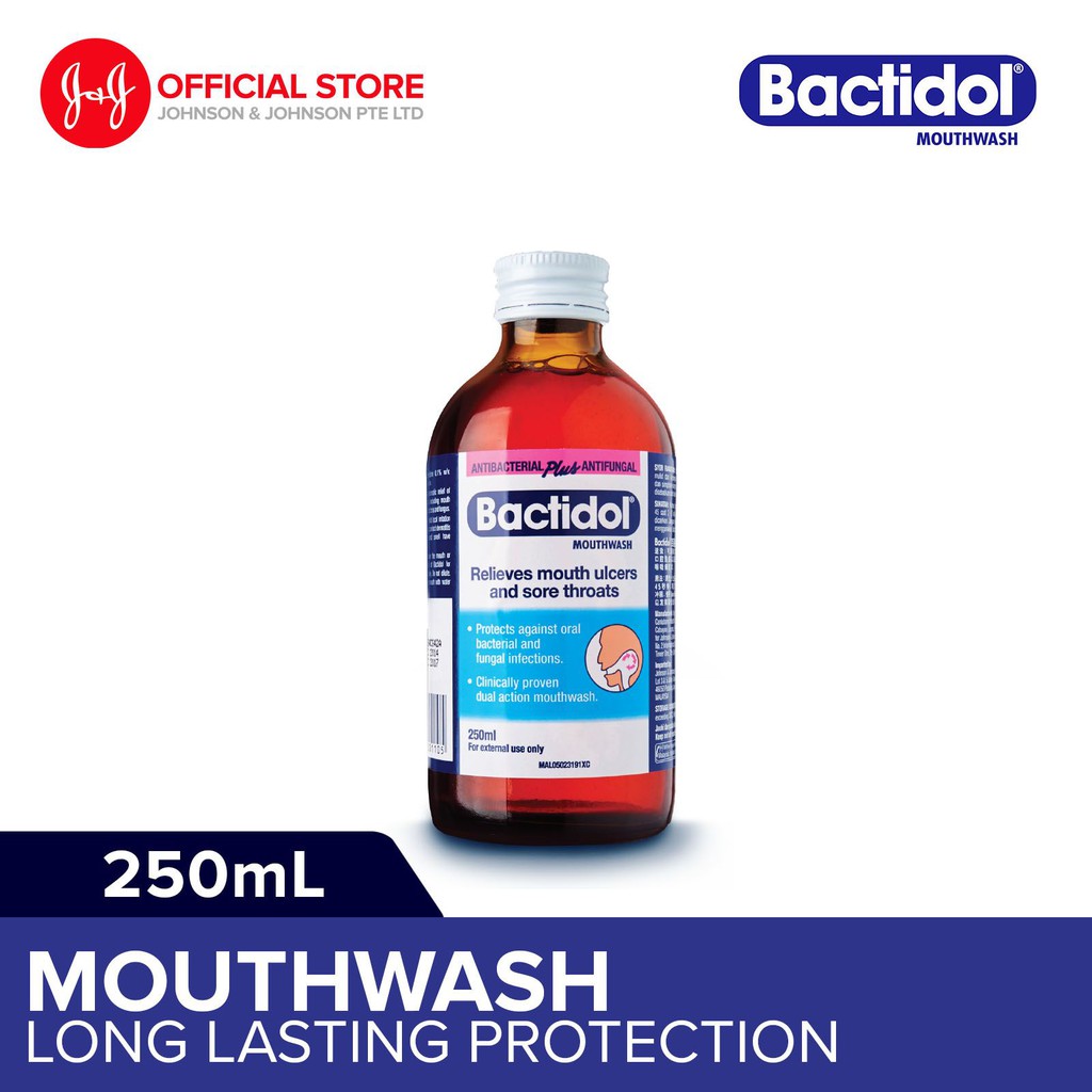 Bactidol Fast Relief Mouthwash For Sore Throat & Ulcers 250ml | Shopee ...