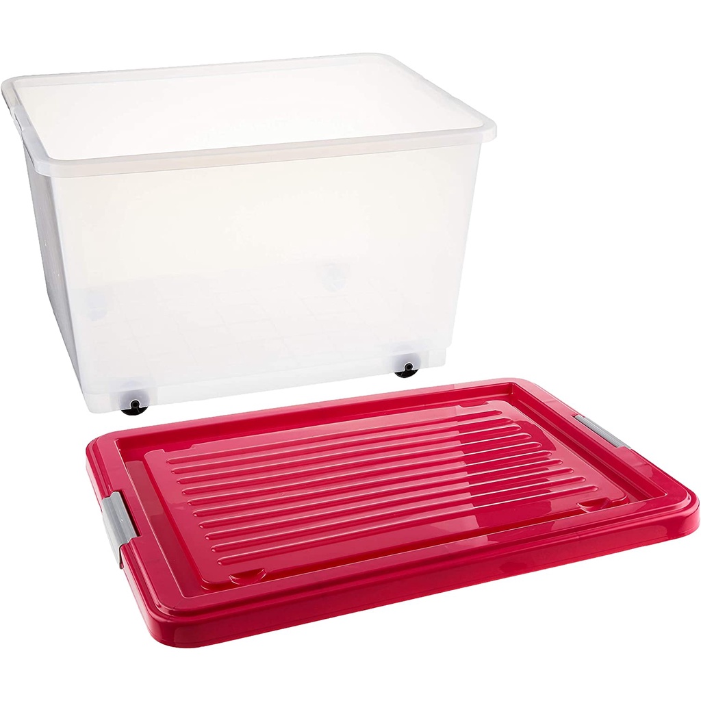 Algo 55L PP Stackable Organization Storage Container with Wheels 55L ...