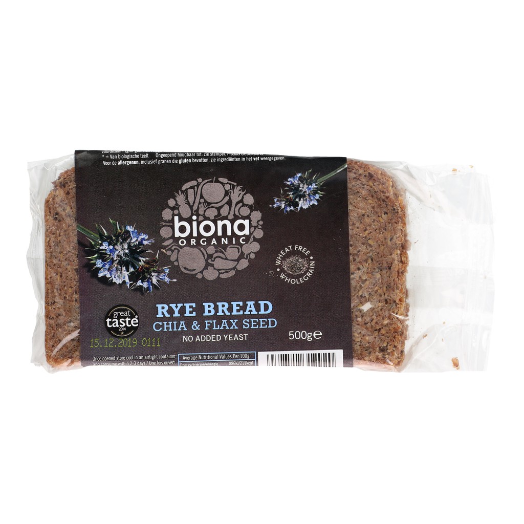 Biona Organic Rye Chia & Flax Bread, 500g WSHT Shopee Singapore