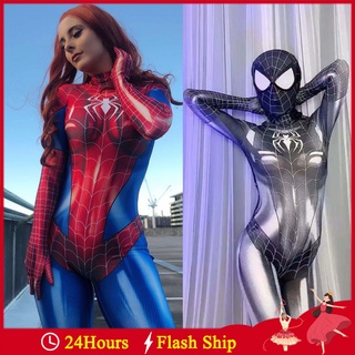 Venom Spiderman Costume Woman Sexy Zentai Suit Jumpsuit Spandex