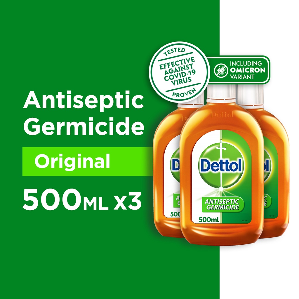 [bundle Of 3] Dettol Antiseptic Germicide Liquid 500ml Kills 99 9 Of