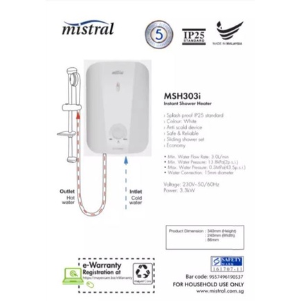 Mistral MSH303i Instant Water Heater | Shopee Singapore
