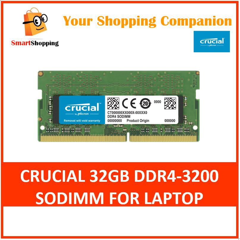 Crucial 32GB DDR4 3200MHz CL22 (CT32G4SFD832A) 1.2V Non-ECC SODIMM ...