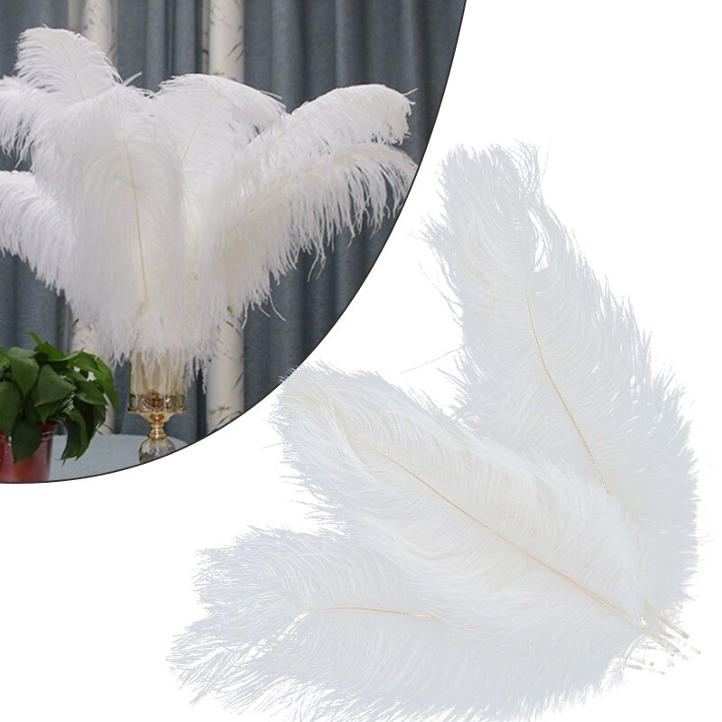 10 pcs 35-40cm/14-16inch Wedding Ostrich Feathers Crafts White