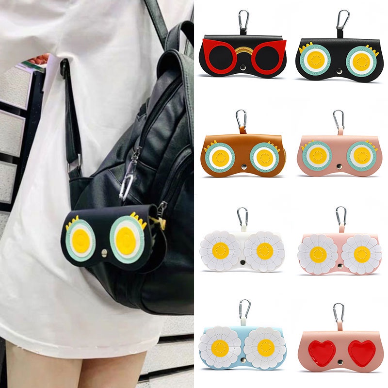 Sunglasses Bag PU Leather Flower Pattern EyeGlasses Case Cover