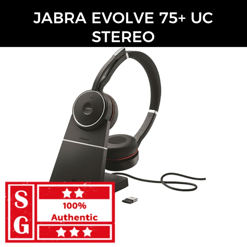 Jabra Evolve 75 UC Stereo Wireless Headset w/Charging Stand (7599