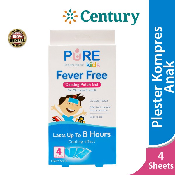 Pure Kids Kompres Pereda Demam Anak Fever Free Cooling Patch Gel - 4 Sheets / Suhu Tubuh badan Panas