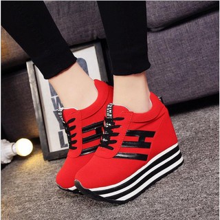 Red clearance wedge sneakers