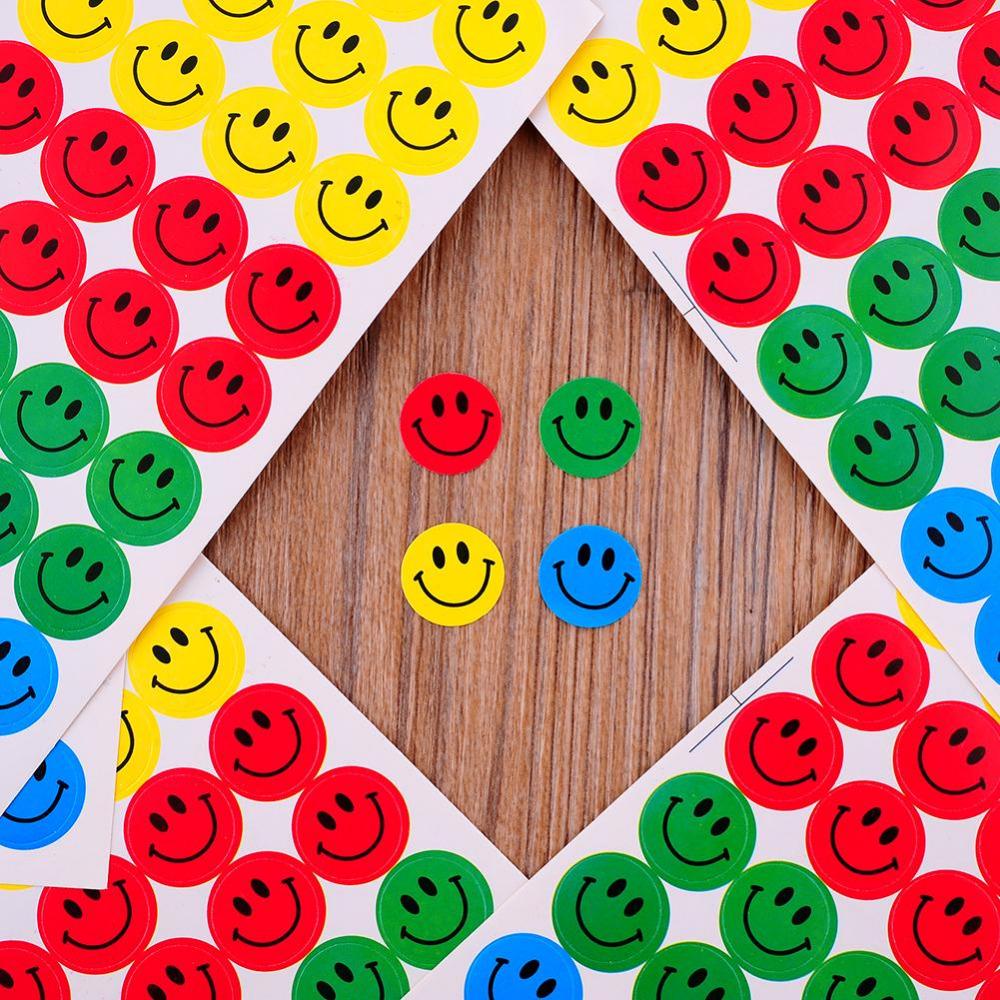 10 Sheets (540pcs) Colourful Round Smile Face Stickers Decal Kids ...
