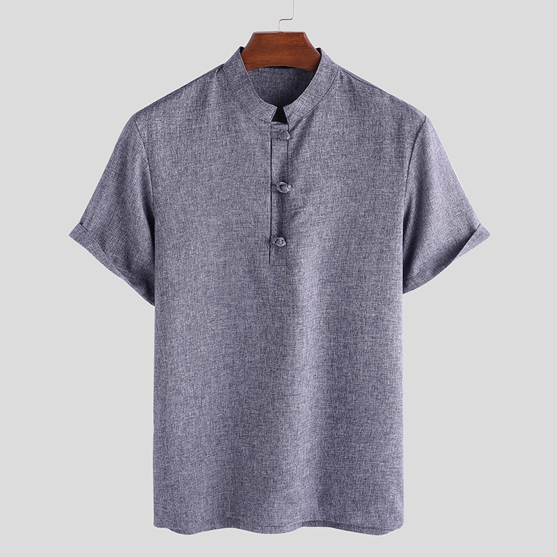 Men Summer Retro Short Sleeve Loose Fit Shirt | Shopee Singapore