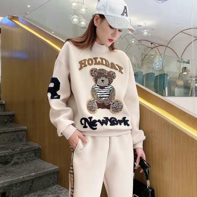 Casual Fashion Fleece Lining Sweater Sports Suit 2022 Spring Autumn Winter New Style Influencer Temperament H