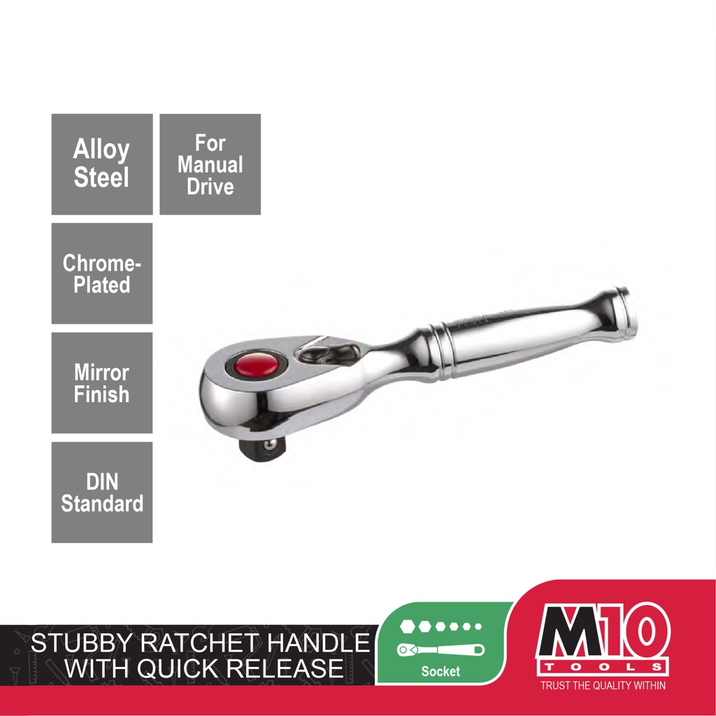 M10 Stubby Ratchet Handle with Quick Release (3/8