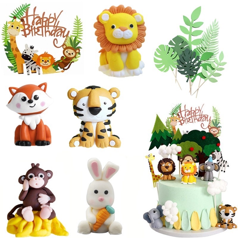 Animal Cake Topper Cake Decor Safari Jungle Animals Cupcake Toppers