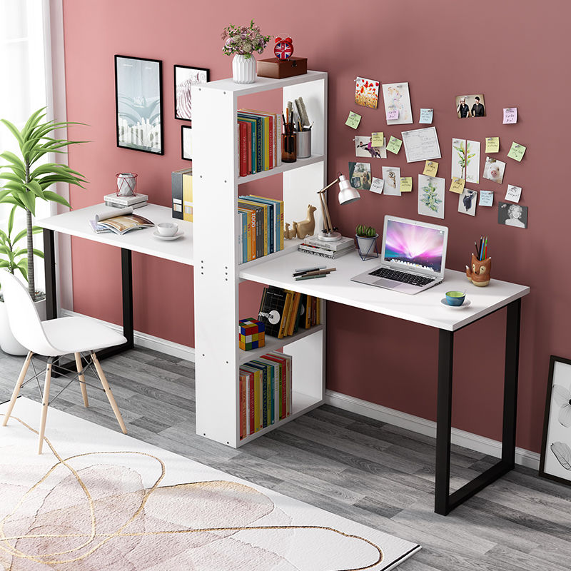 Double Study Desk Home student Writing Table With Bookshelf Combination ...