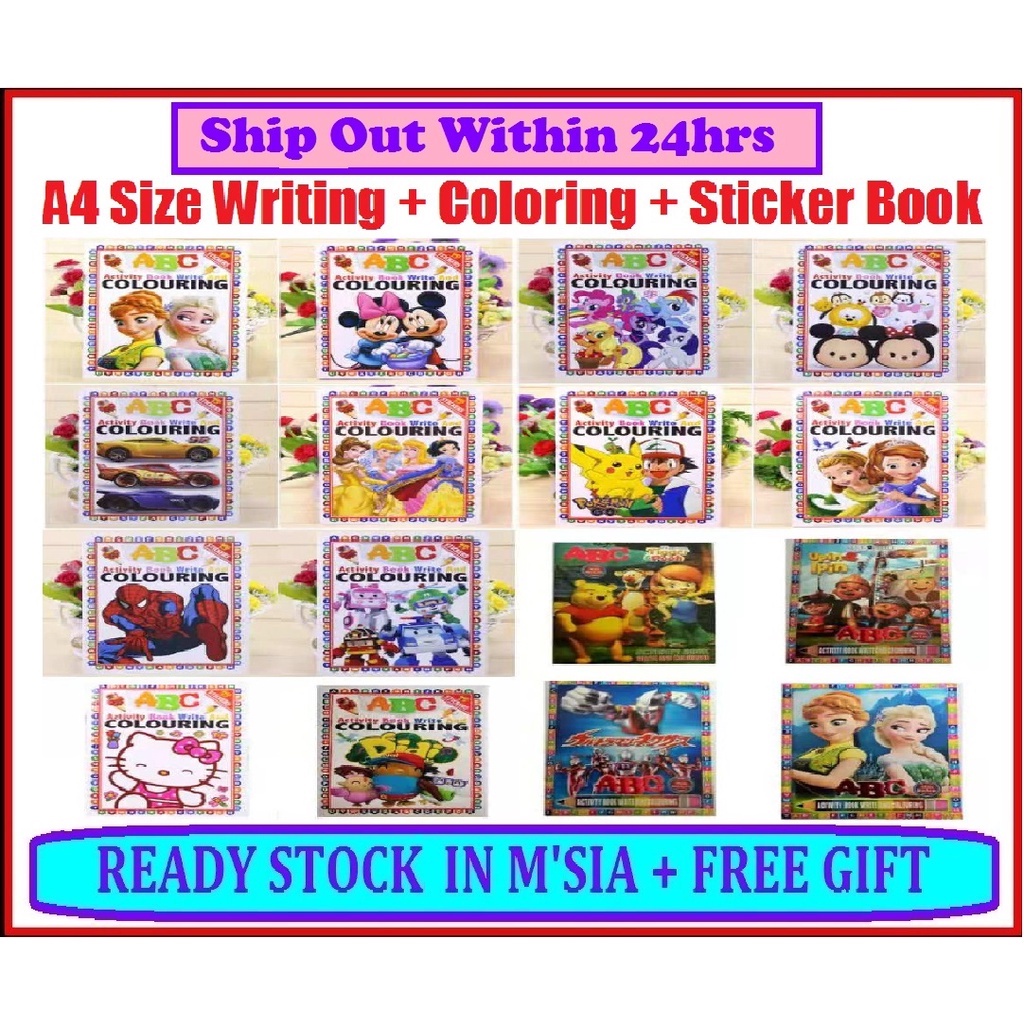 Kids Coloring & Writting Alphabet ABC Book Sticker A4 Size Early ...