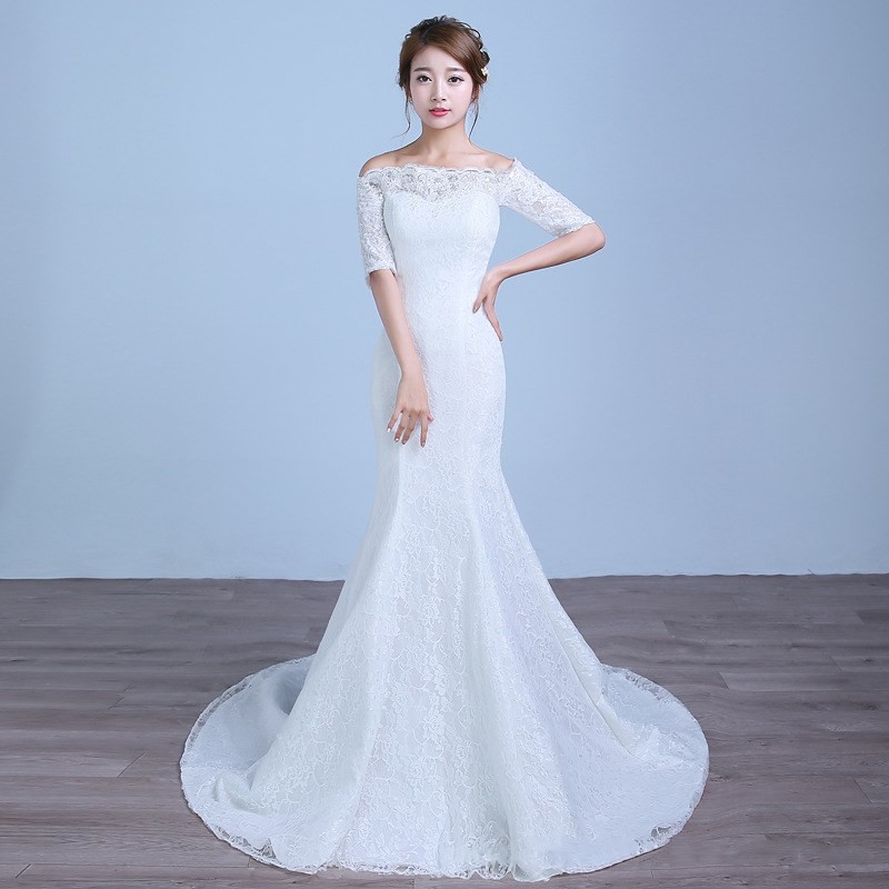 White slim deals wedding dresses