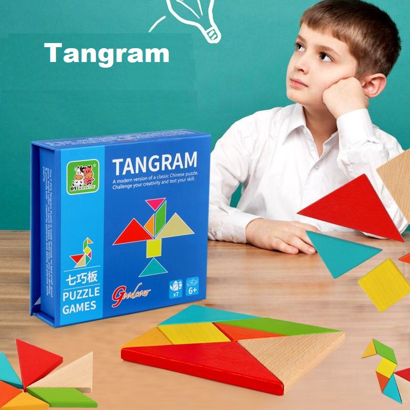 [SG LOCAL] 3D Jigsaw Wooden Tangram Puzzles for Kids Game Montessori