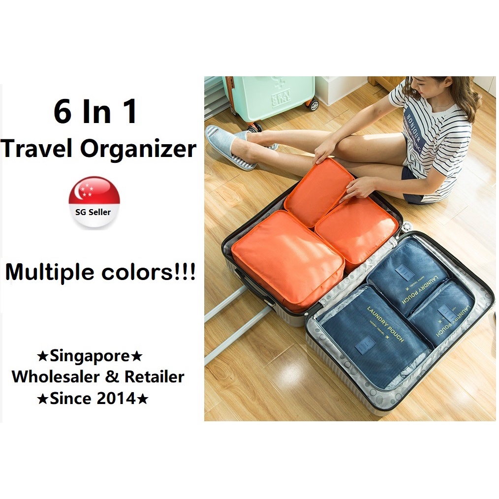 Travel Luggage Organizer Bag organizer Organiser 6 In 1 Cosmetic Multi pouch Essentials Organiser Shopee Singapore