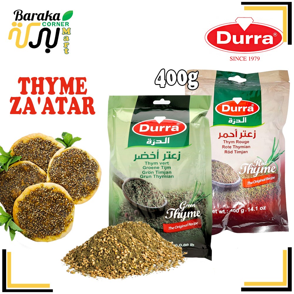 Durra Premium Thyme Zaatar Red, Green Za'atar Al Saadah 350G, 400G