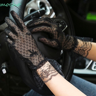 1pair Lolita Ribbon Fishnet Long Lace Gloves Women Elbow