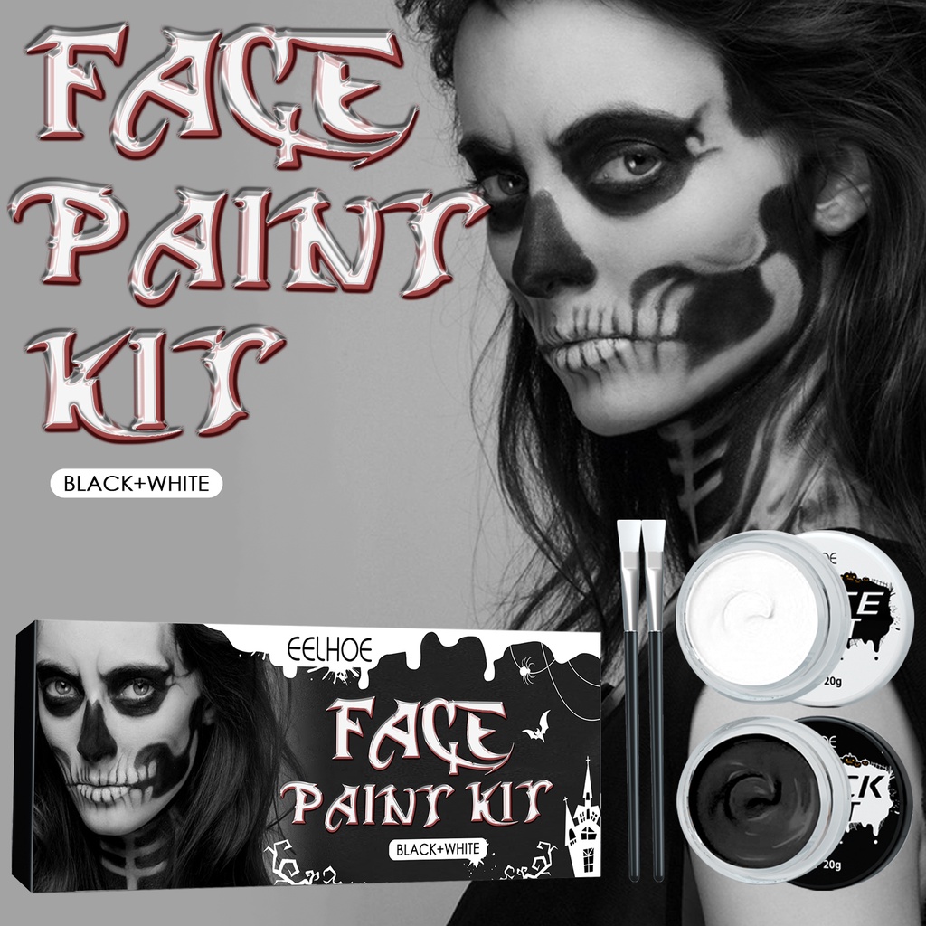  Black Face Paint Stick - 3.8g Halloween Face Body Eye Paint  Skeleton Ghost Skull Cosplay Costume Professional SFX Corpse Special  Effects Makeup Kit for Adults Kids Full Coverage Skin Paints 