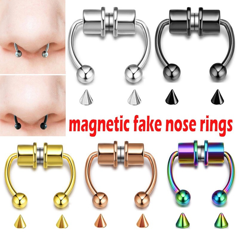 Mens clip on hot sale nose ring