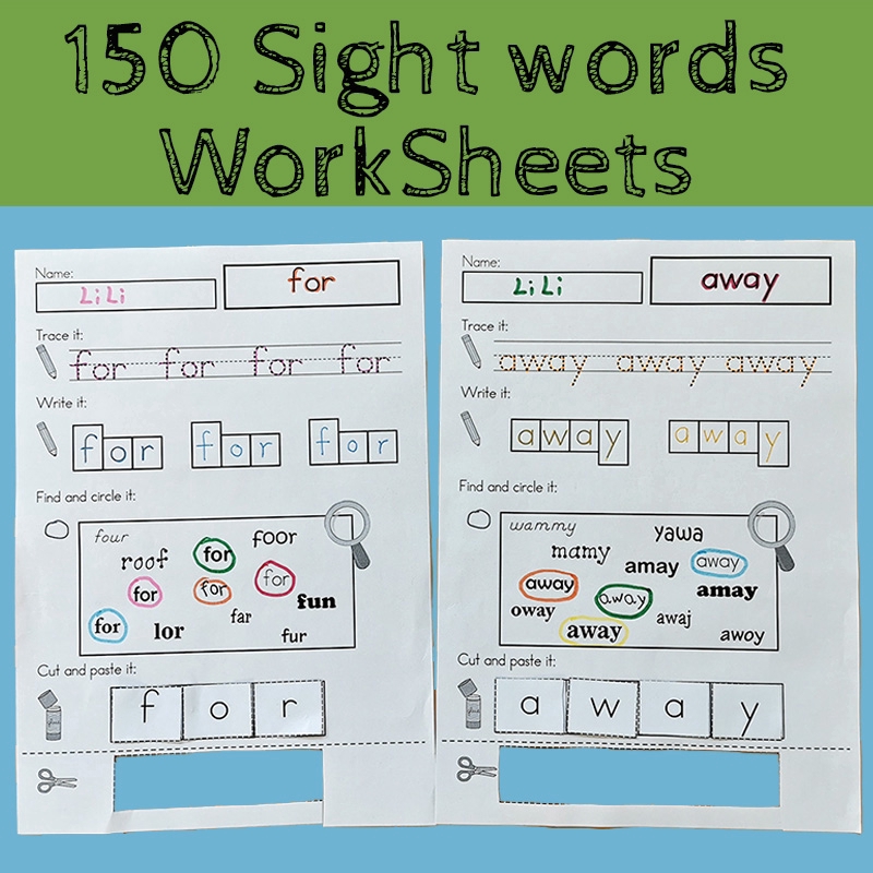 150 Sight Words DIY Wooksheet Children English Language Exercise ...