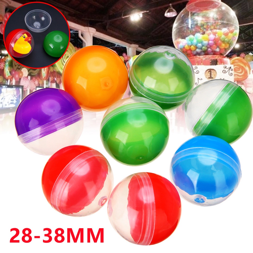 10pcs100pcs Plastic Empty Toy Vending Capsules Half Clear Half Color Round Ball 28 38mm