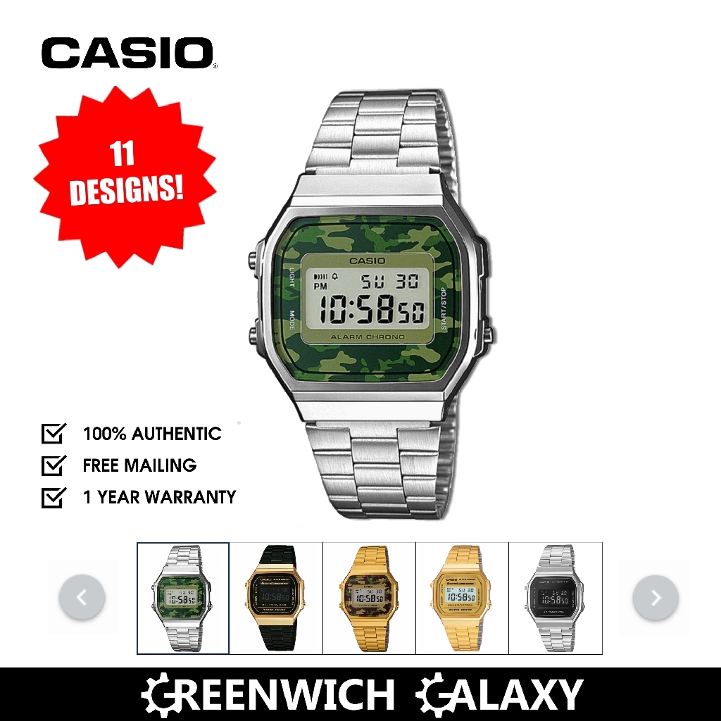 Casio a168 black on sale gold