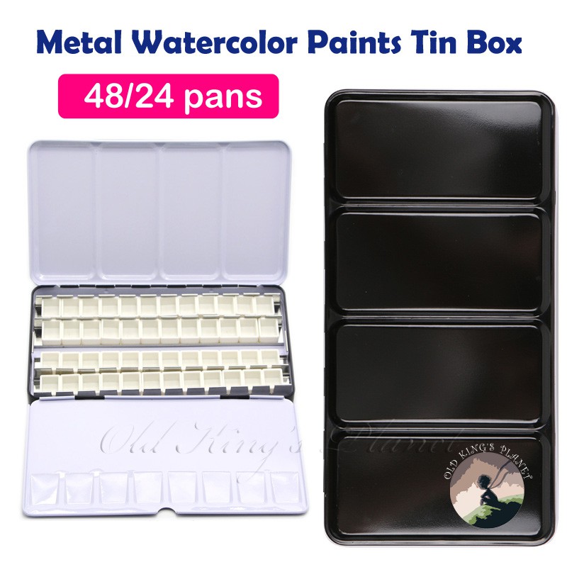 Empty 48 Metal Watercolor Paints Tins Box Palette Painting Storage Full ...