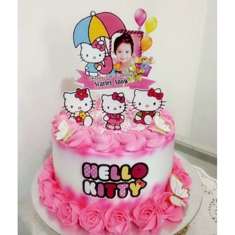 Hello Kitty Umbrella Theme Cake Topper 