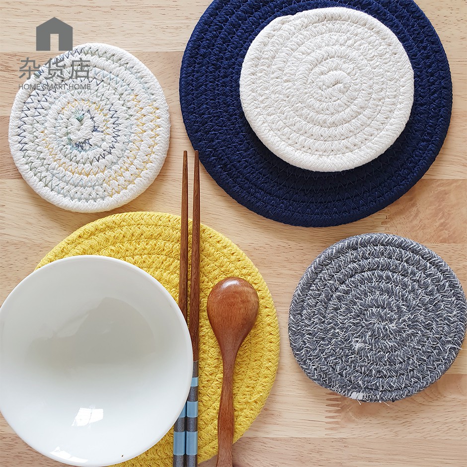 (Set of 2/3) Handmade Woven Round Coasters and Insulation Mat in ...
