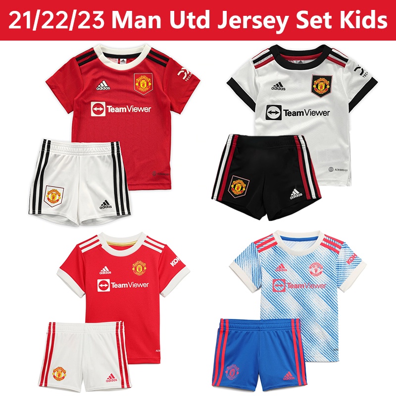 Kids 21-22-23 Man-Utd MU Home Away 3rd Football Jersey 22 23 Set Manchester United Tops+Shorts Suit