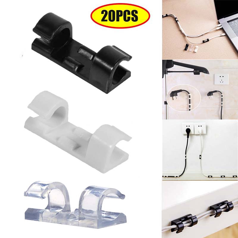 20pcs Self-adhesive Wire Organizer Line Cable Clip /Wire Holder Sticky Tidy and Organiser Cords /USB Wire Cable Line Clip Organizer /Retainer Clamp
