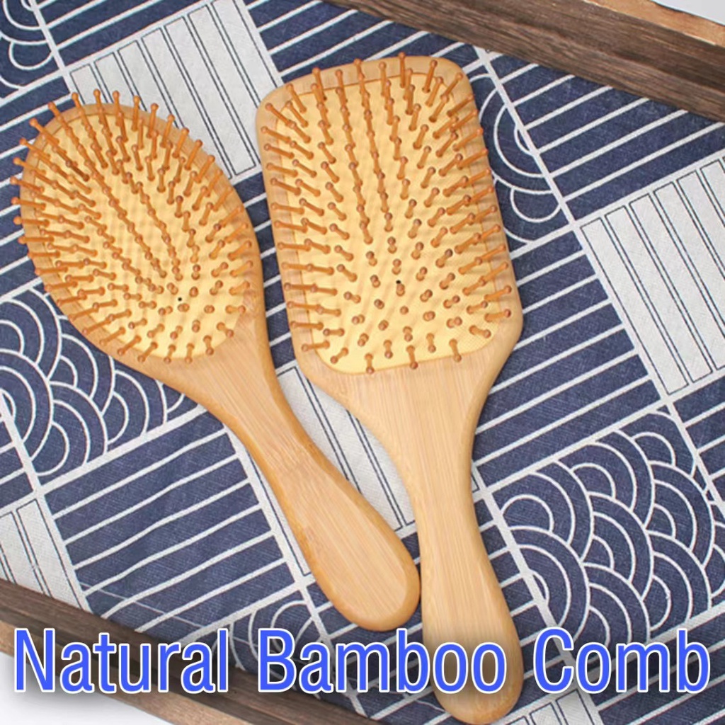 SW_ Natural Wooden Bamboo Scalp Massage Hair Growth 气垫梳子 Hair Brush ...
