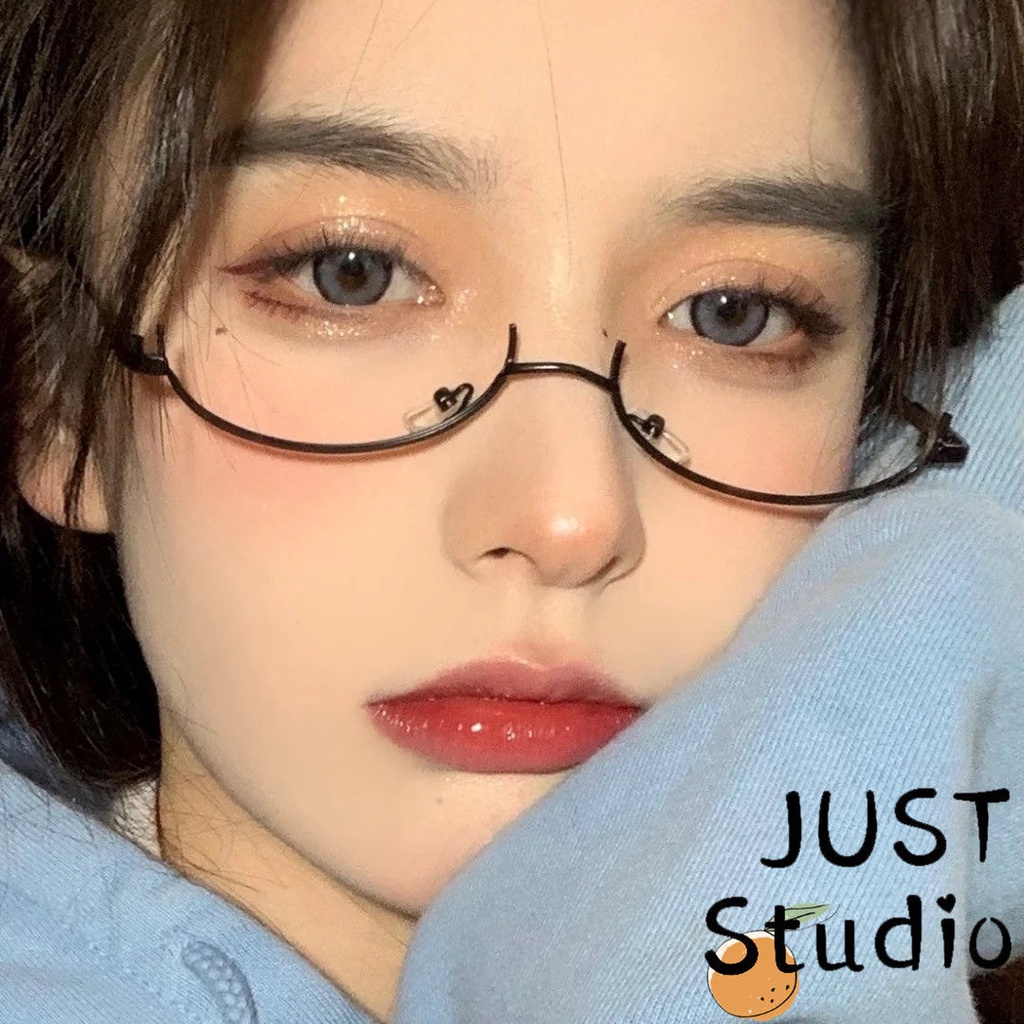 TwoDimensional Soft Girl HalfFrame Glasses No Lens Japanese Style