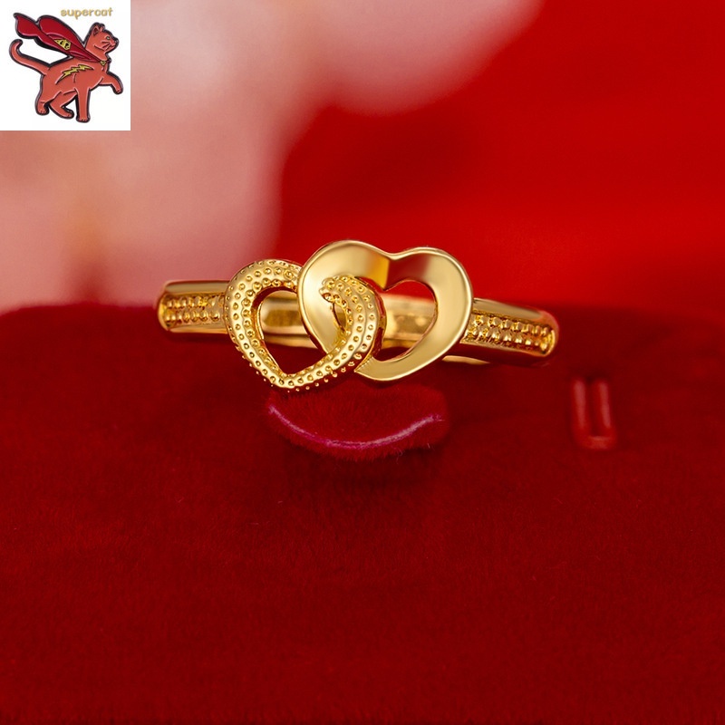 Double heart ring on sale gold