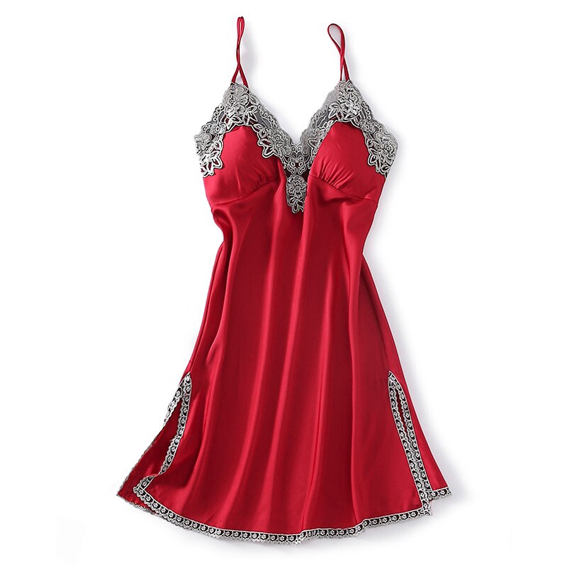 Ready Stock Ladies Sexy Silk Satin Nightwear Lace Night Dress Summer Lingerie Fashion Sleepwear Soft Sleeping Dress For Women Shopee Singapore