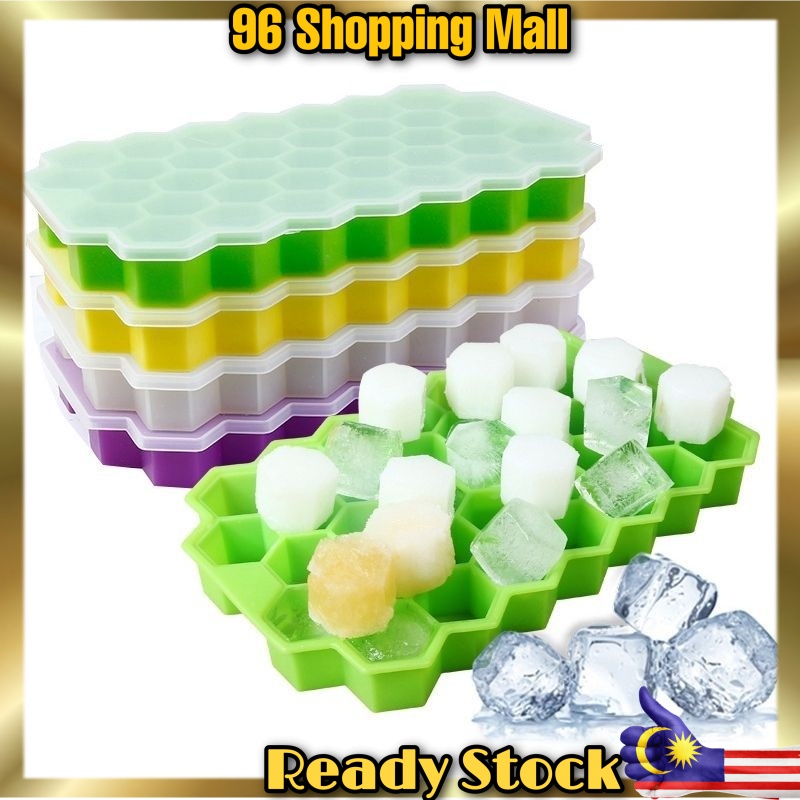 thumbnail image 2 of 2-Pack Honeycomb Silicone Ice Cube Tray – 37 Hexagon Cubes, Flexible Frozen Ice Mold Maker 2 of 6
