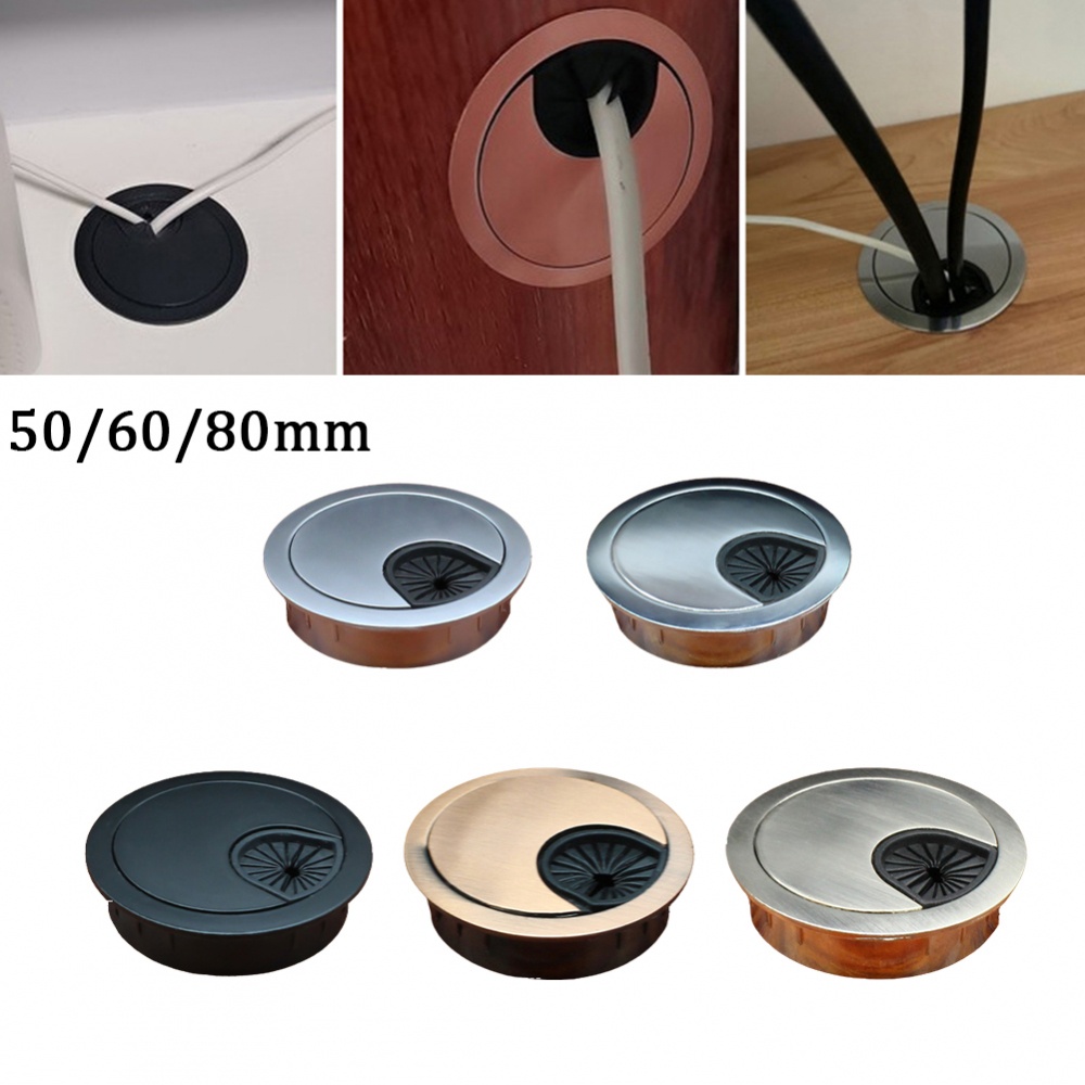 50mm/60mm/80mm Computer Metal Grommet Desk Table Cable Tidy Outlet Wire