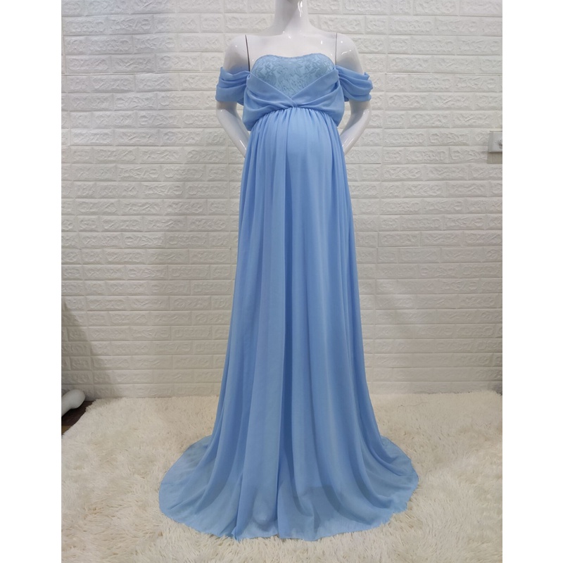 Shoulderless Sexy Lace Maternity Dress Photo Shoot Long Pregnancy Dresses Photography Props