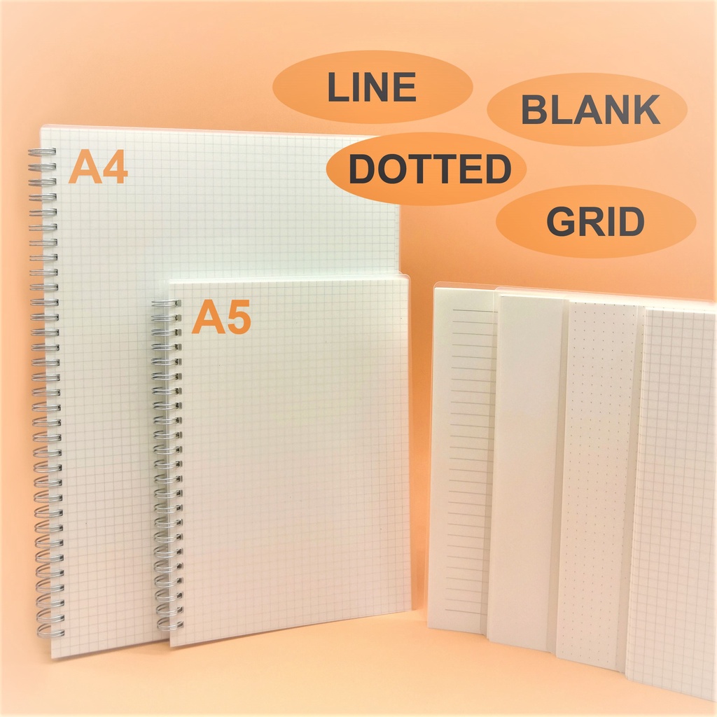 100 200pages Matt PP Notebook A4 A5 Spiral Wire O Planner Journal ...
