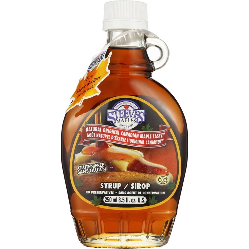 Steeves Natural Original Canadian Maple Taste Syrup / Sugar Free maple Syrup 250ml Shopee